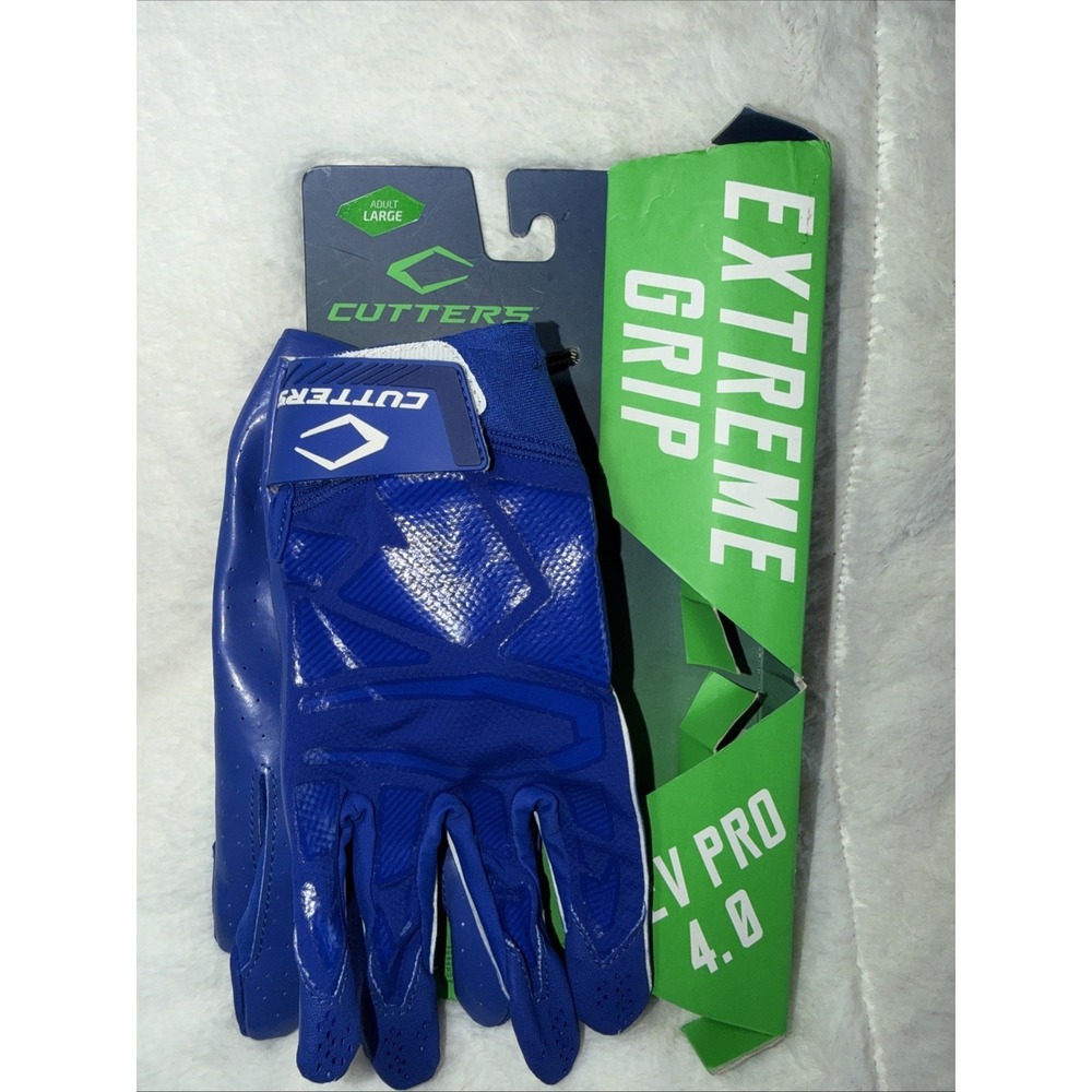Cutters Rev Pro 4.0 Extreme Grip Football Gloves Blue Adult Size Large  New